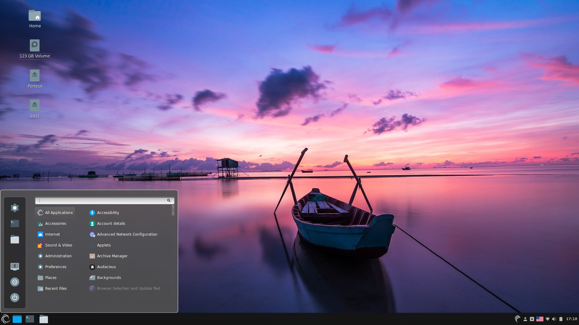 Porteus desktop screenshot: 5.0 cinnmenu