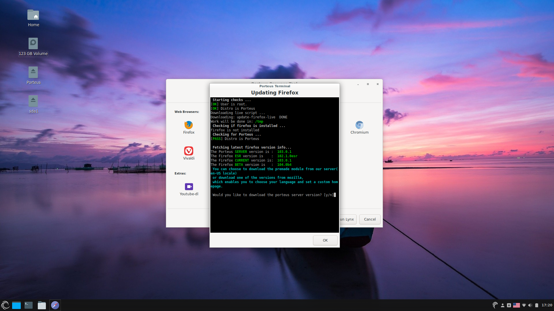 Porteus desktop screenshot: 5.0 firefox