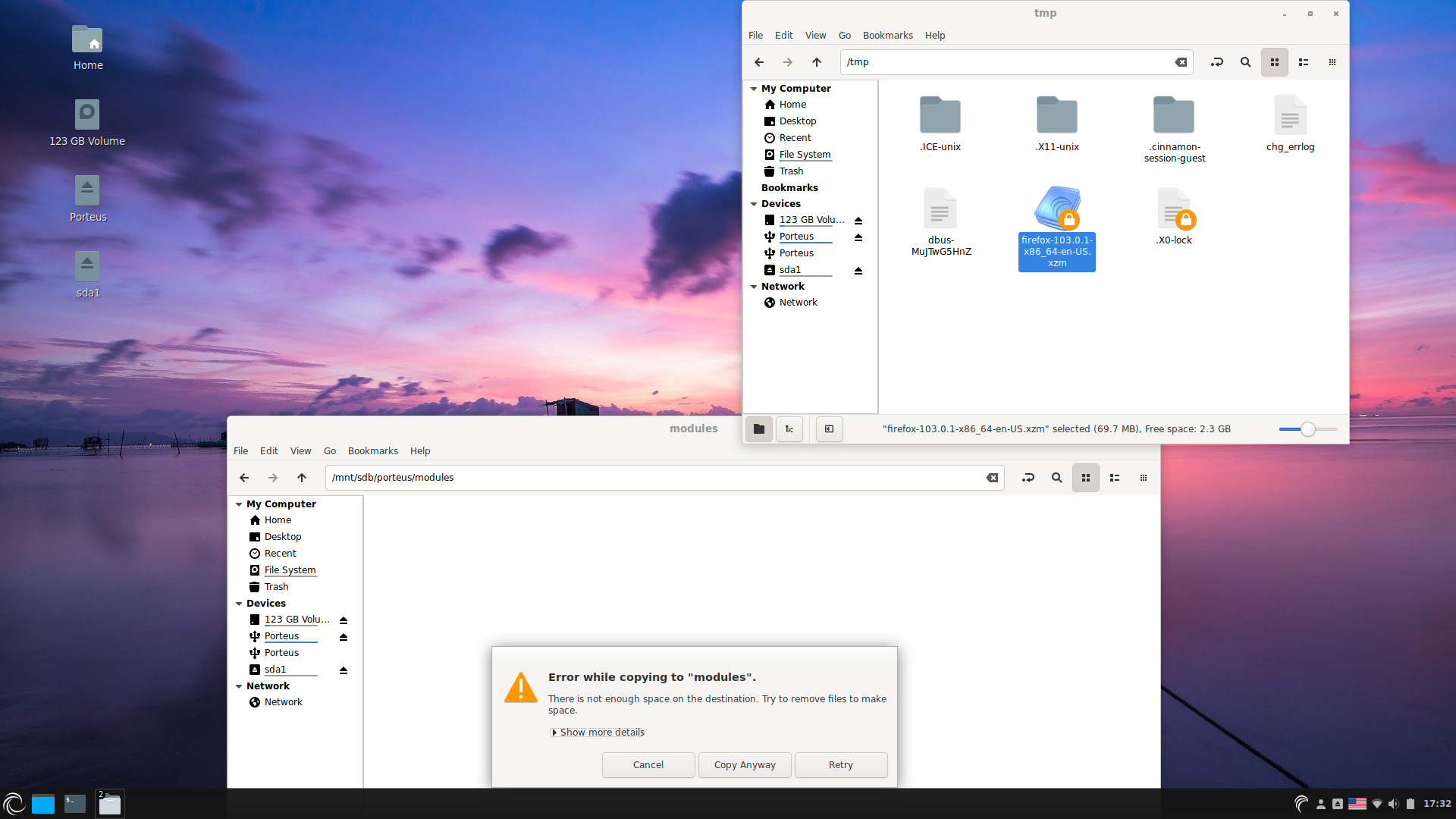 Porteus desktop screenshot: 5.0 move