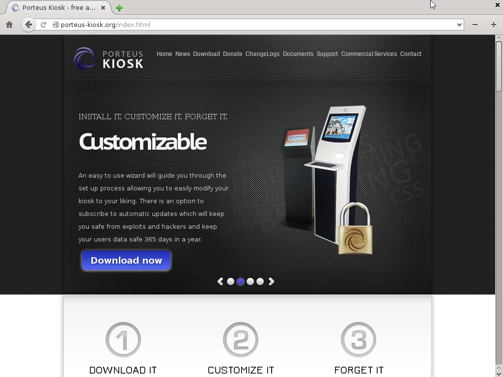 Porteus Kiosk desktop screenshot: 3.2.0