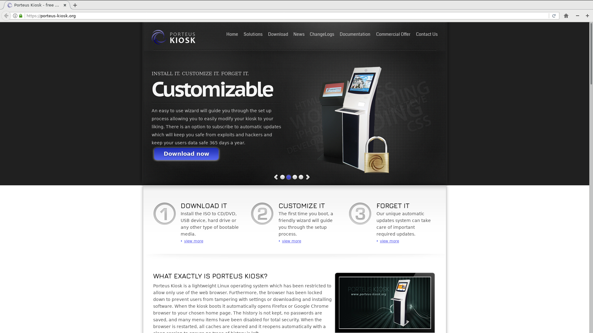 Porteus Kiosk desktop screenshot: 4.8.0