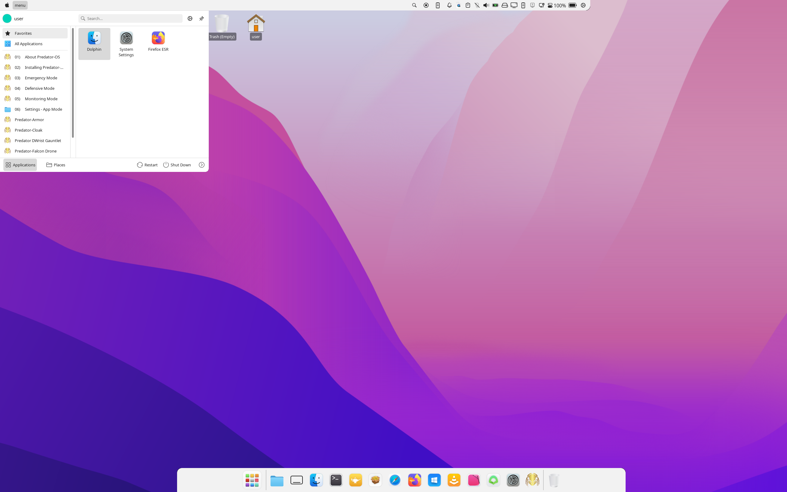 Predator-OS desktop screenshot: 3.5 mac