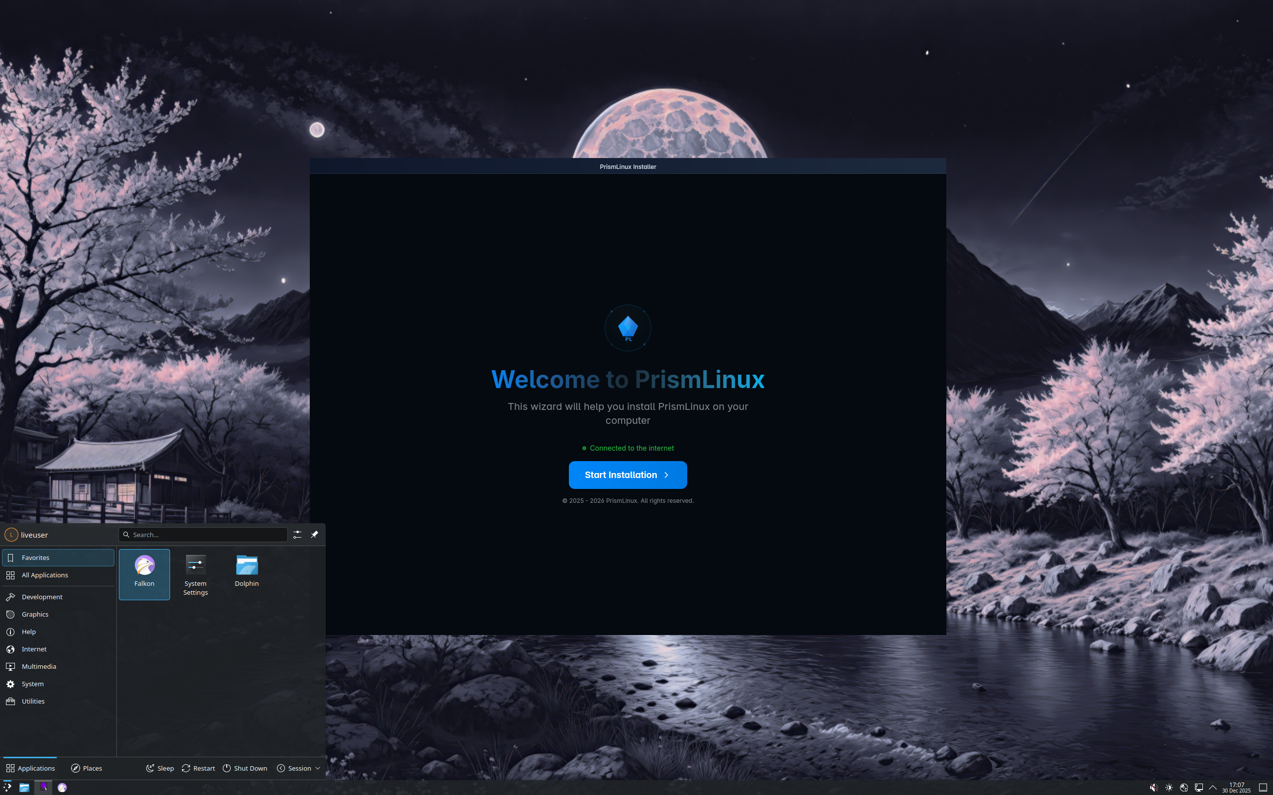 PrismLinux desktop screenshot: 2025.12.29