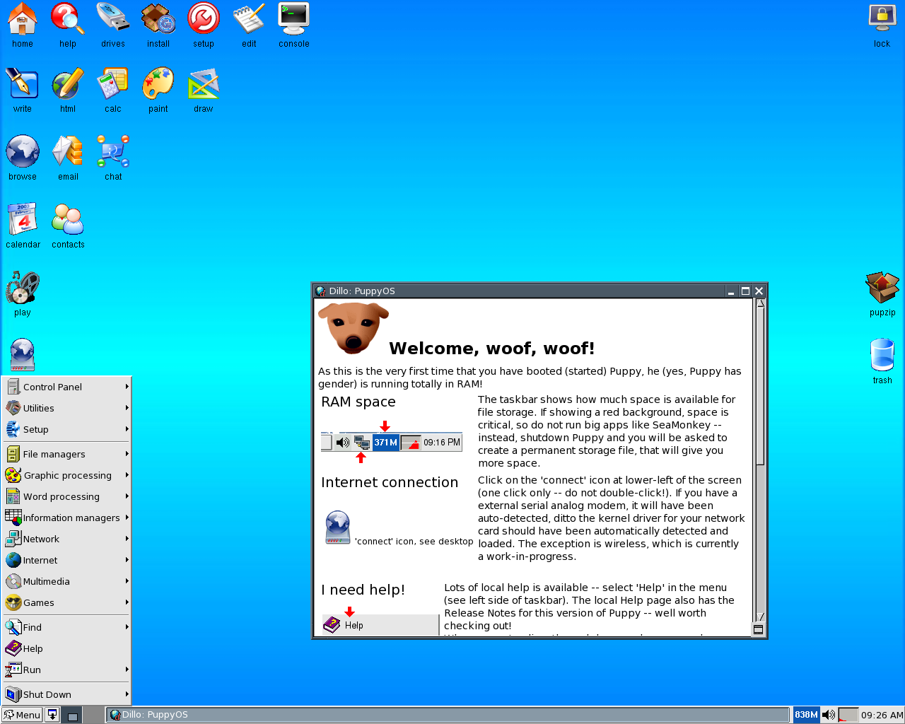 Puppy desktop screenshot: 2.12