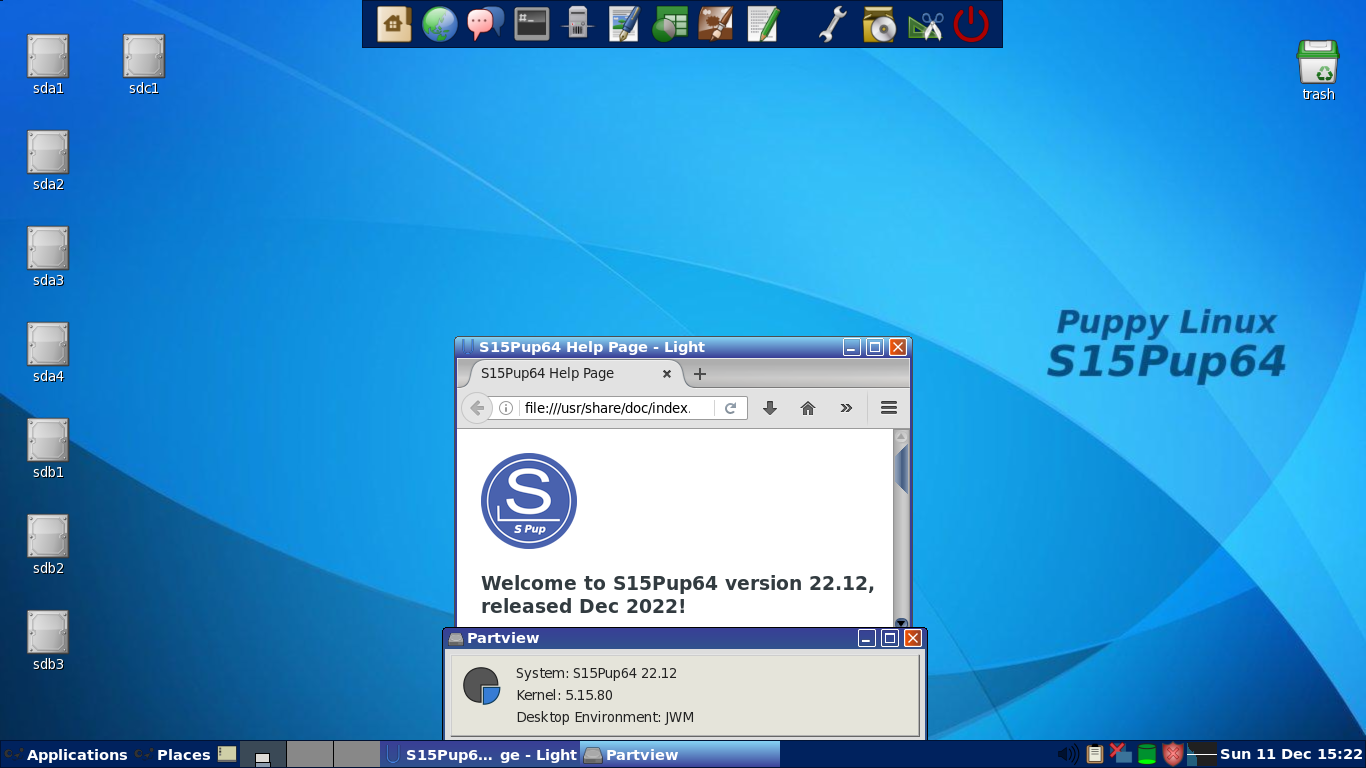 Puppy desktop screenshot: 22.12