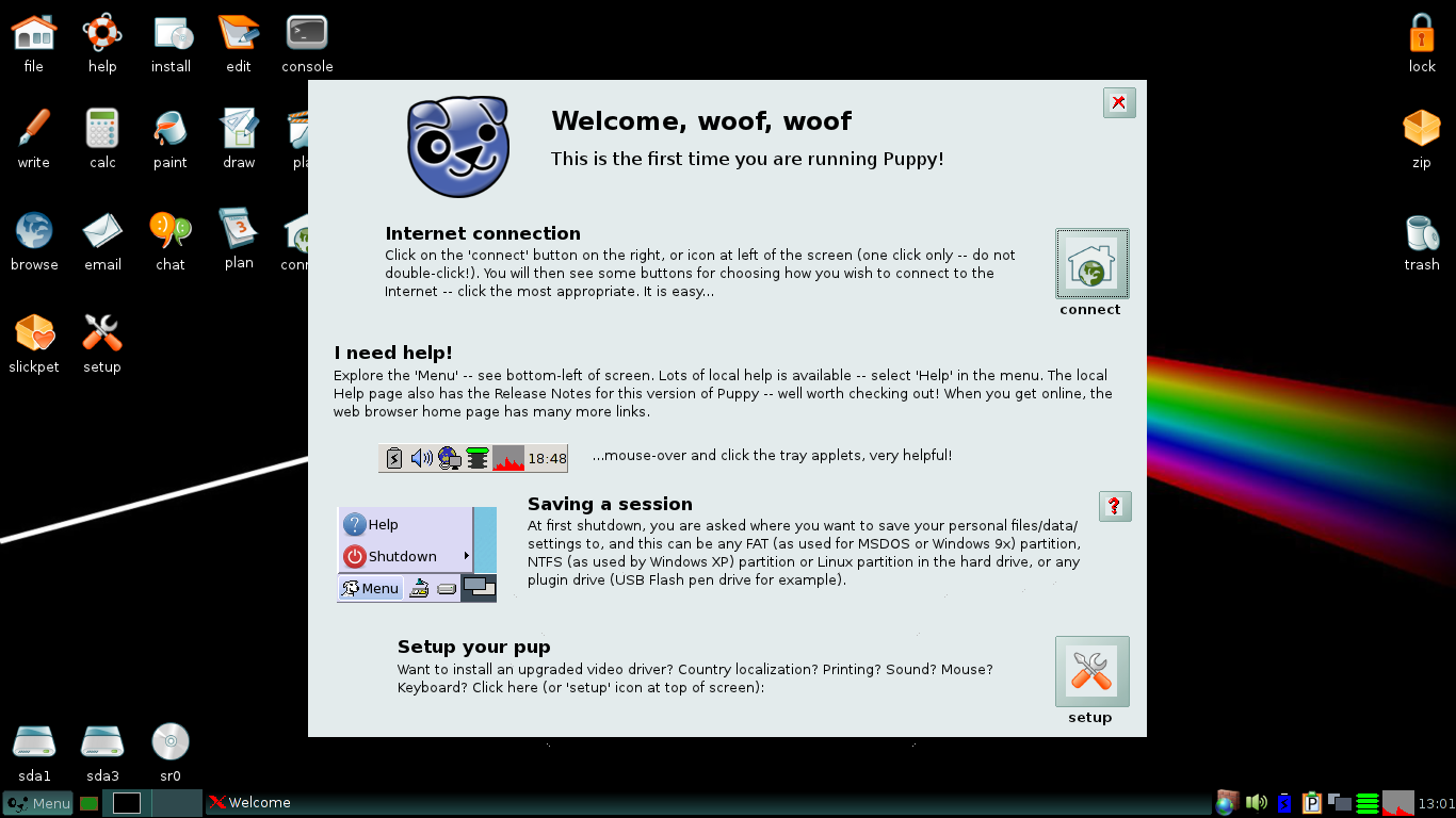 Puppy desktop screenshot: 5.3 network