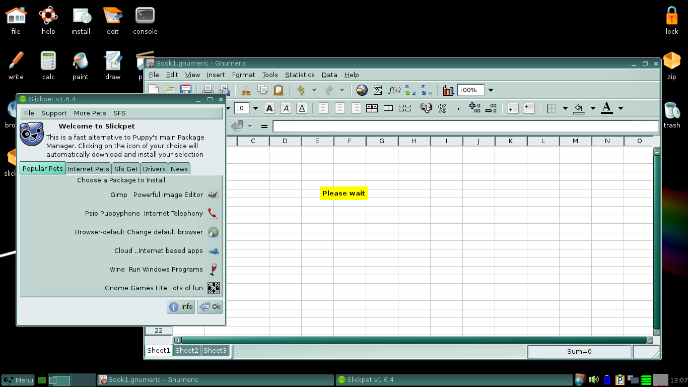 Puppy desktop screenshot: 5.3 packages