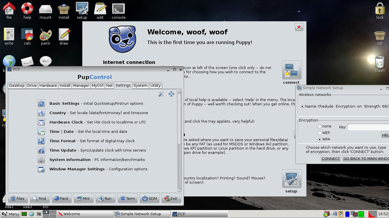 Puppy desktop screenshot: 5.4 configure