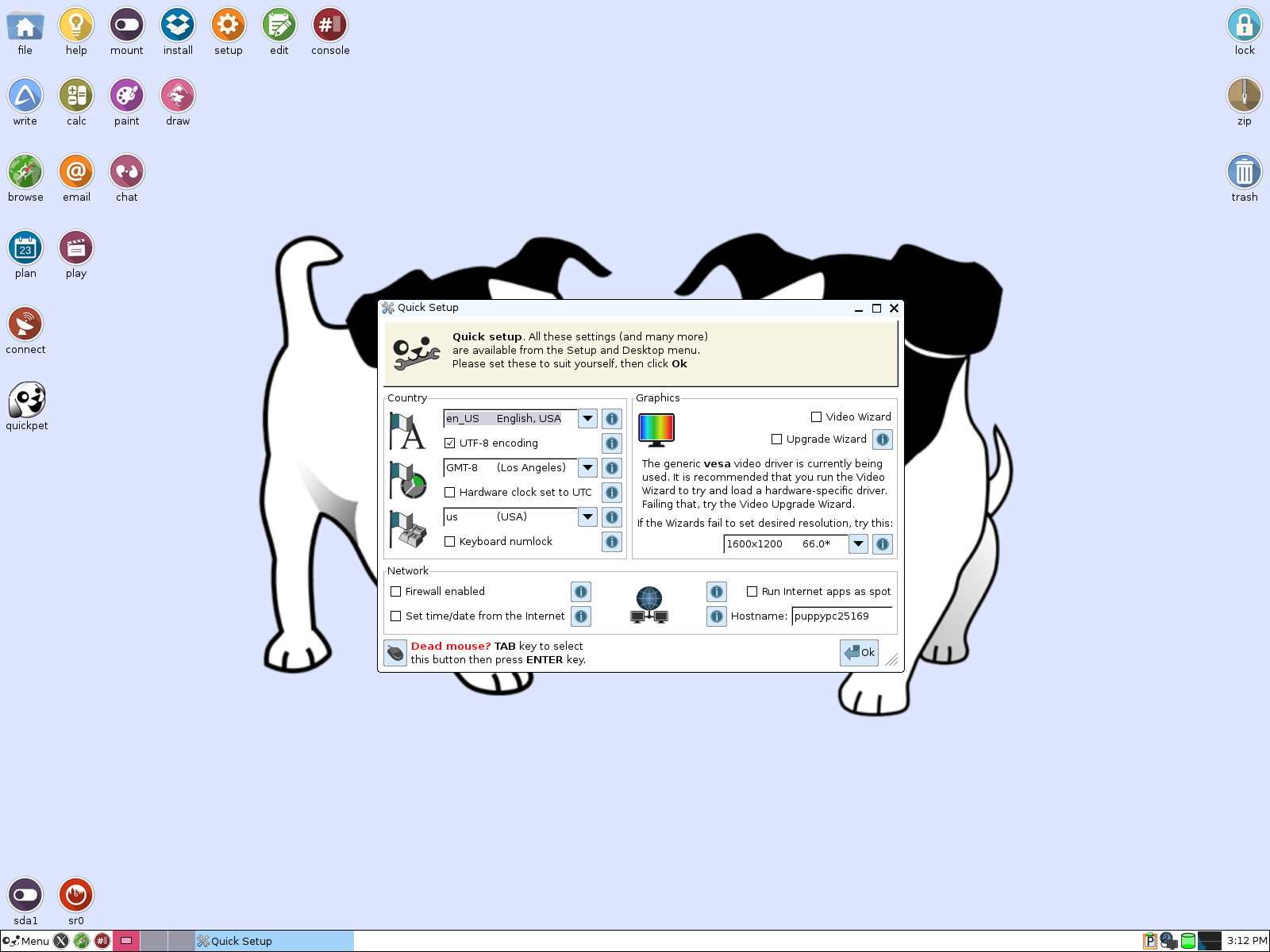 Puppy desktop screenshot: 6.0 tahrpup