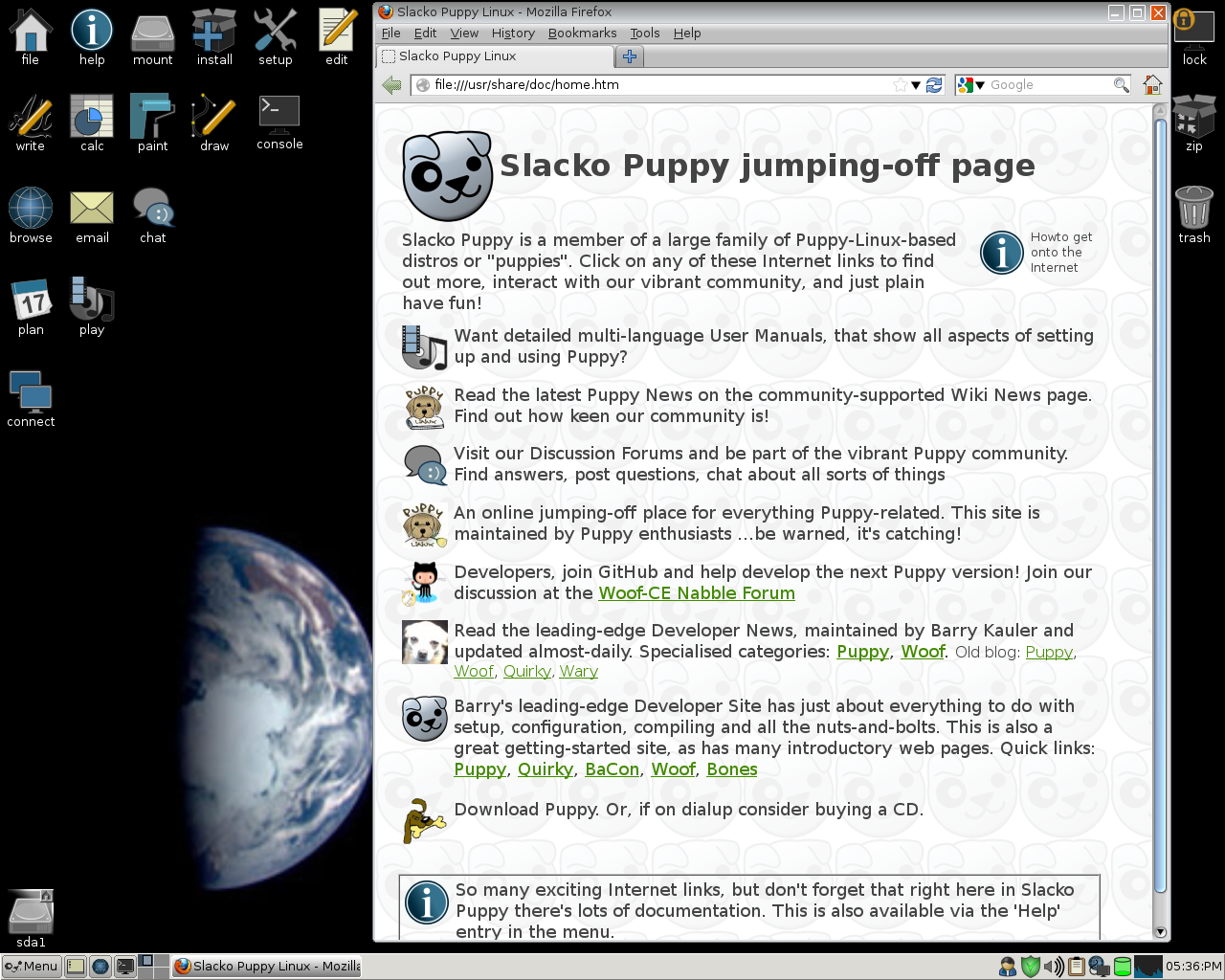 Puppy desktop screenshot: slacko 5.7 desktop