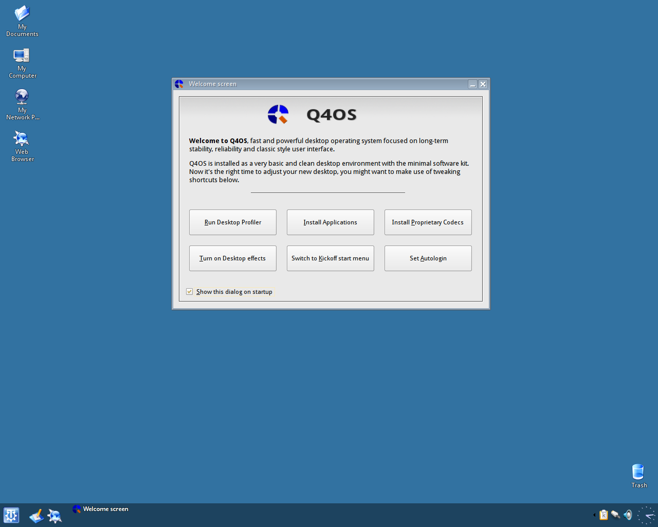 Q4OS desktop screenshot: 1.2