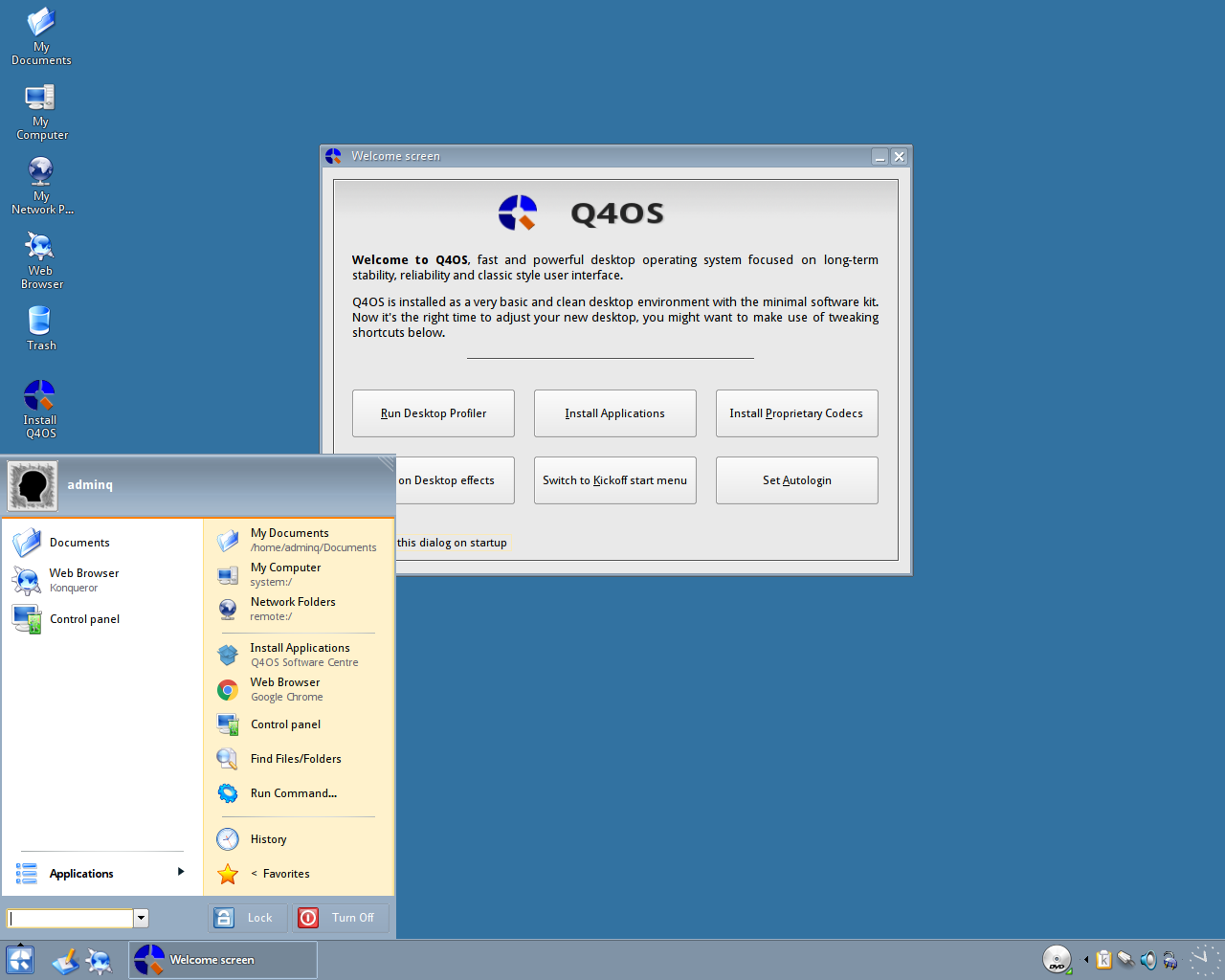 Q4OS desktop screenshot: 1.6.3
