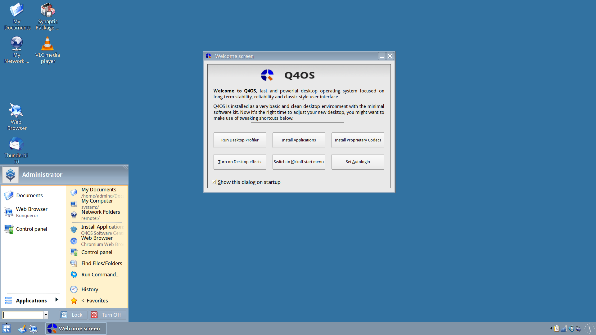 Q4OS desktop screenshot: 2.6 r6 pinebook