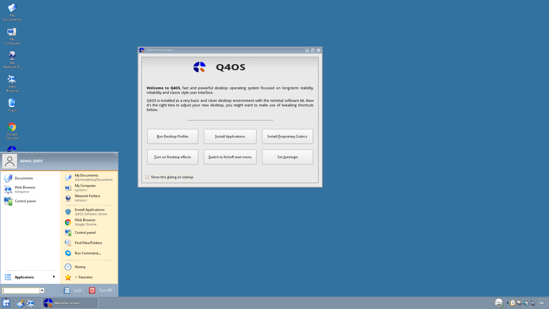 Q4OS desktop screenshot: 2.7