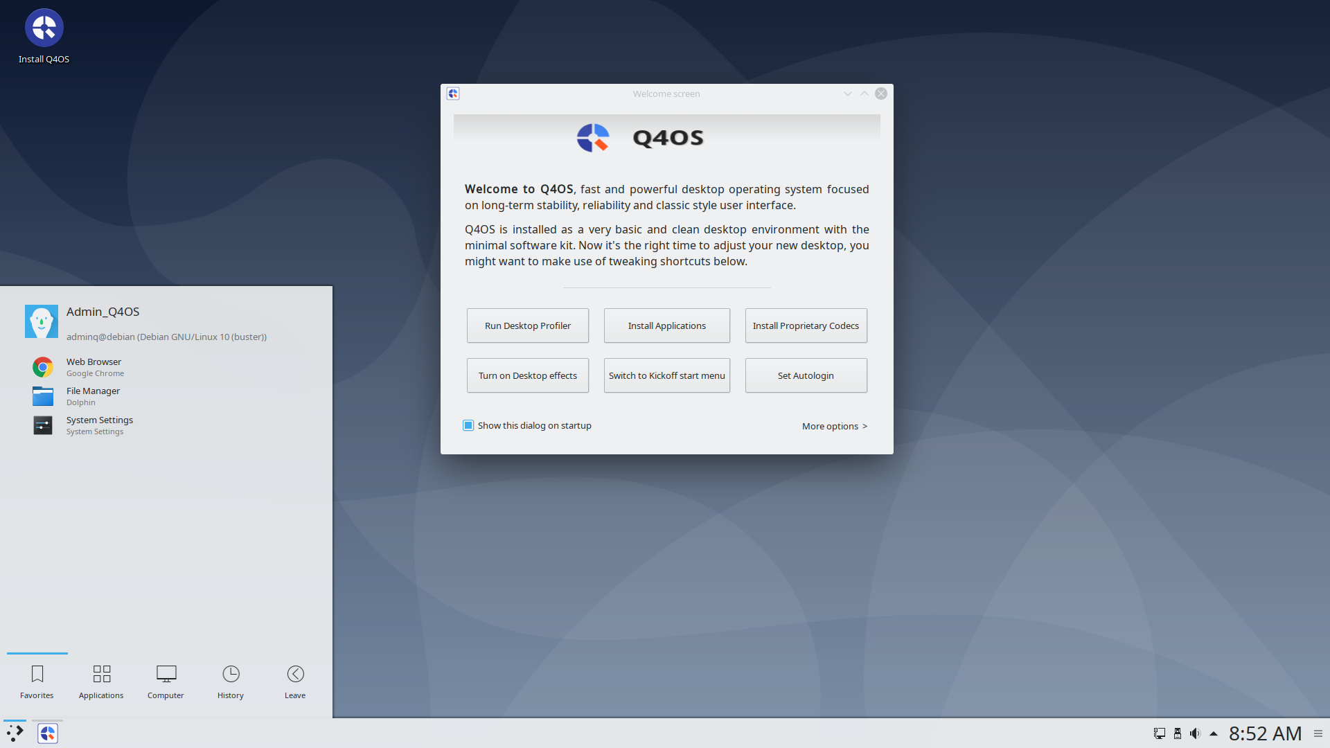 Q4OS desktop screenshot: 3.11