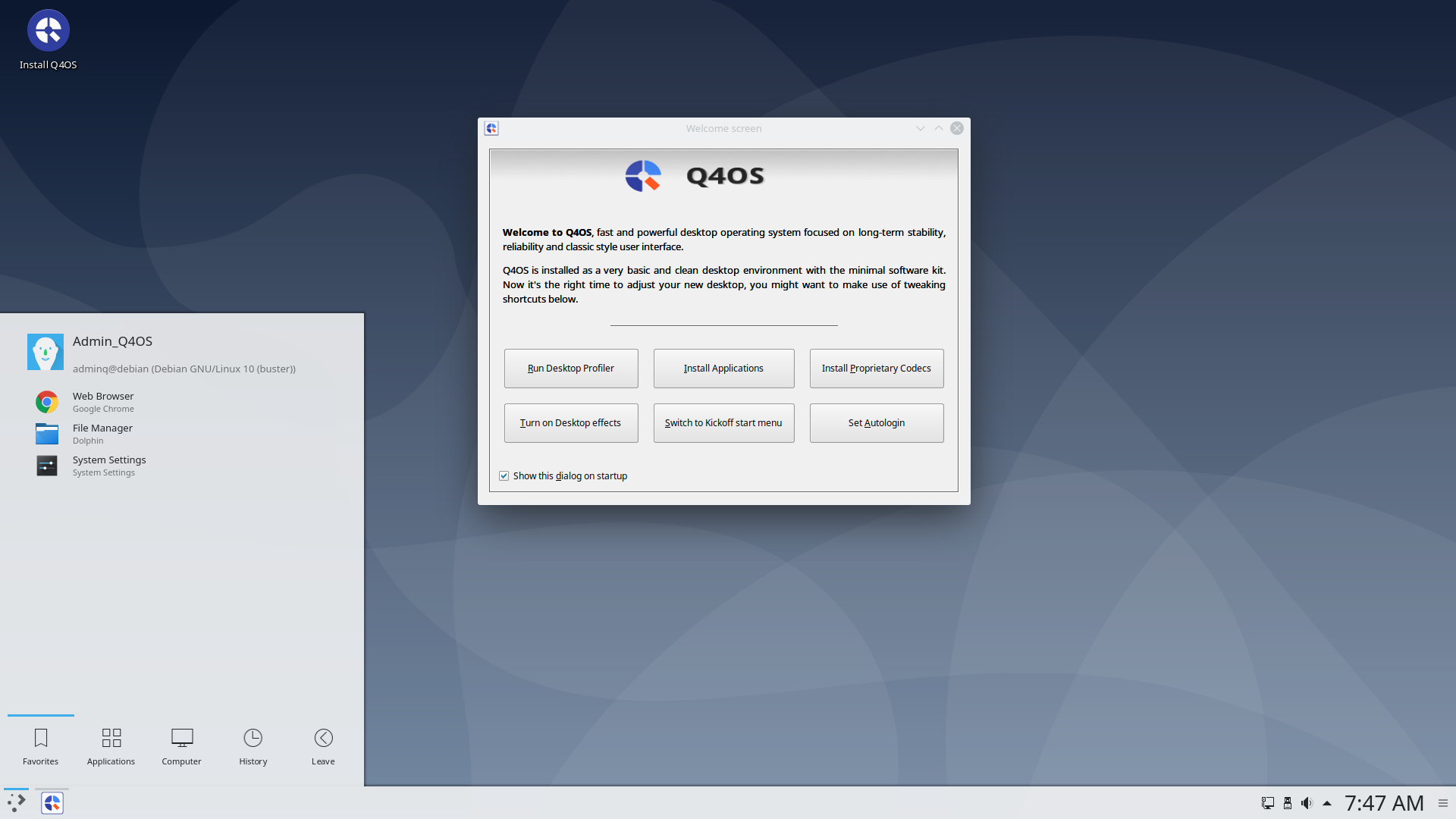 Q4OS desktop screenshot: 3.8