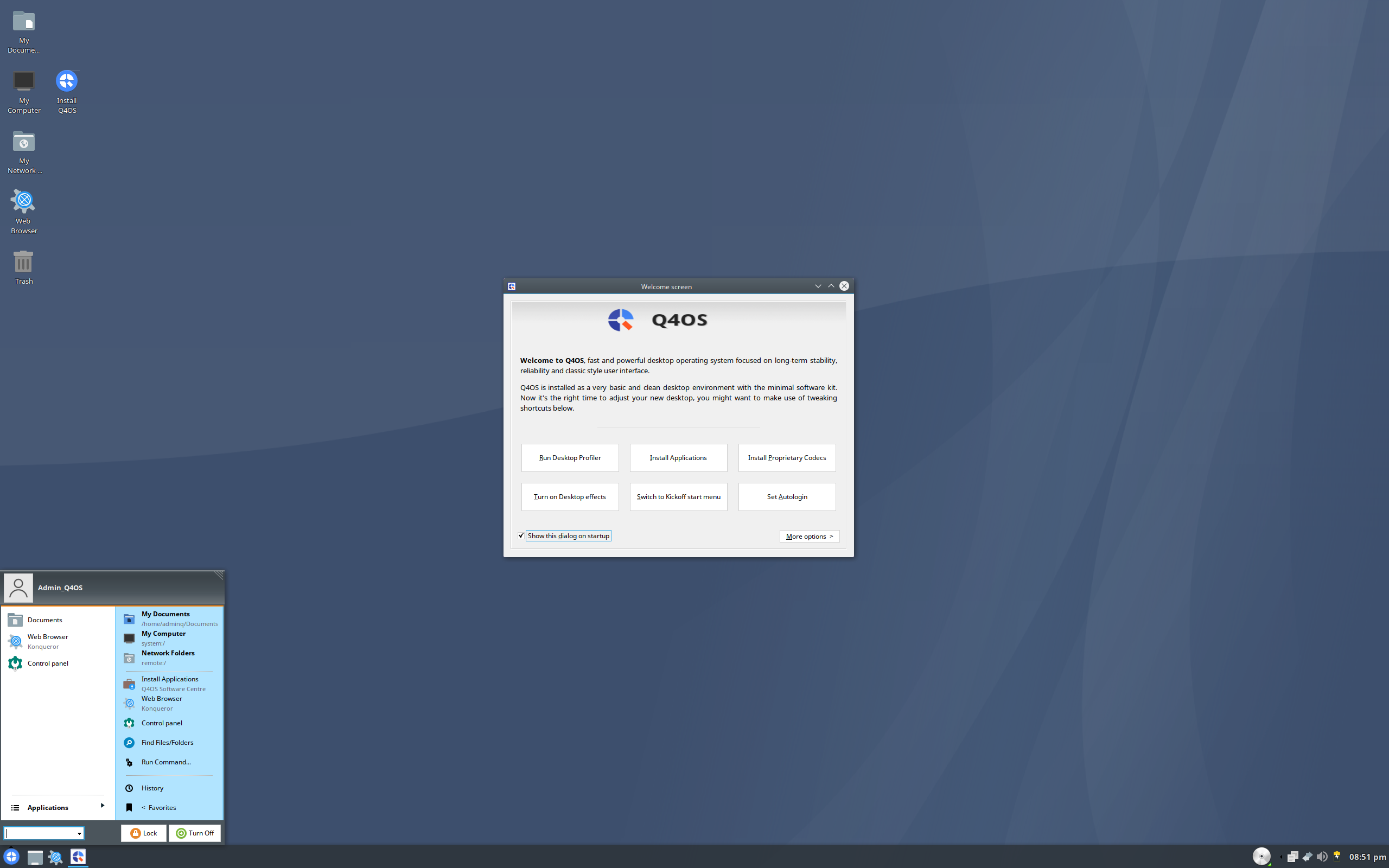 Q4OS desktop screenshot: 4.7