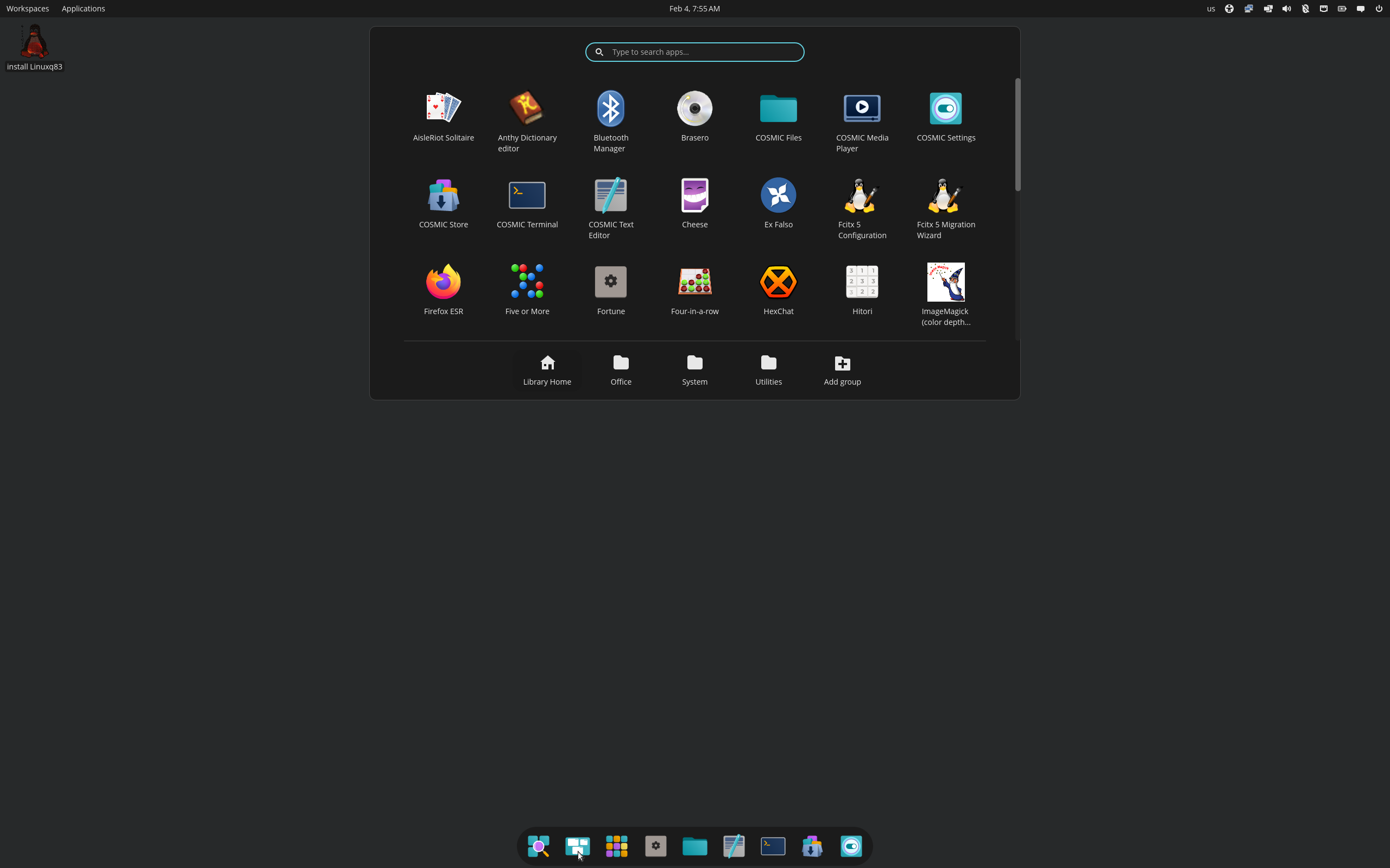 Linux Q83 desktop screenshot: 13.04 beta5