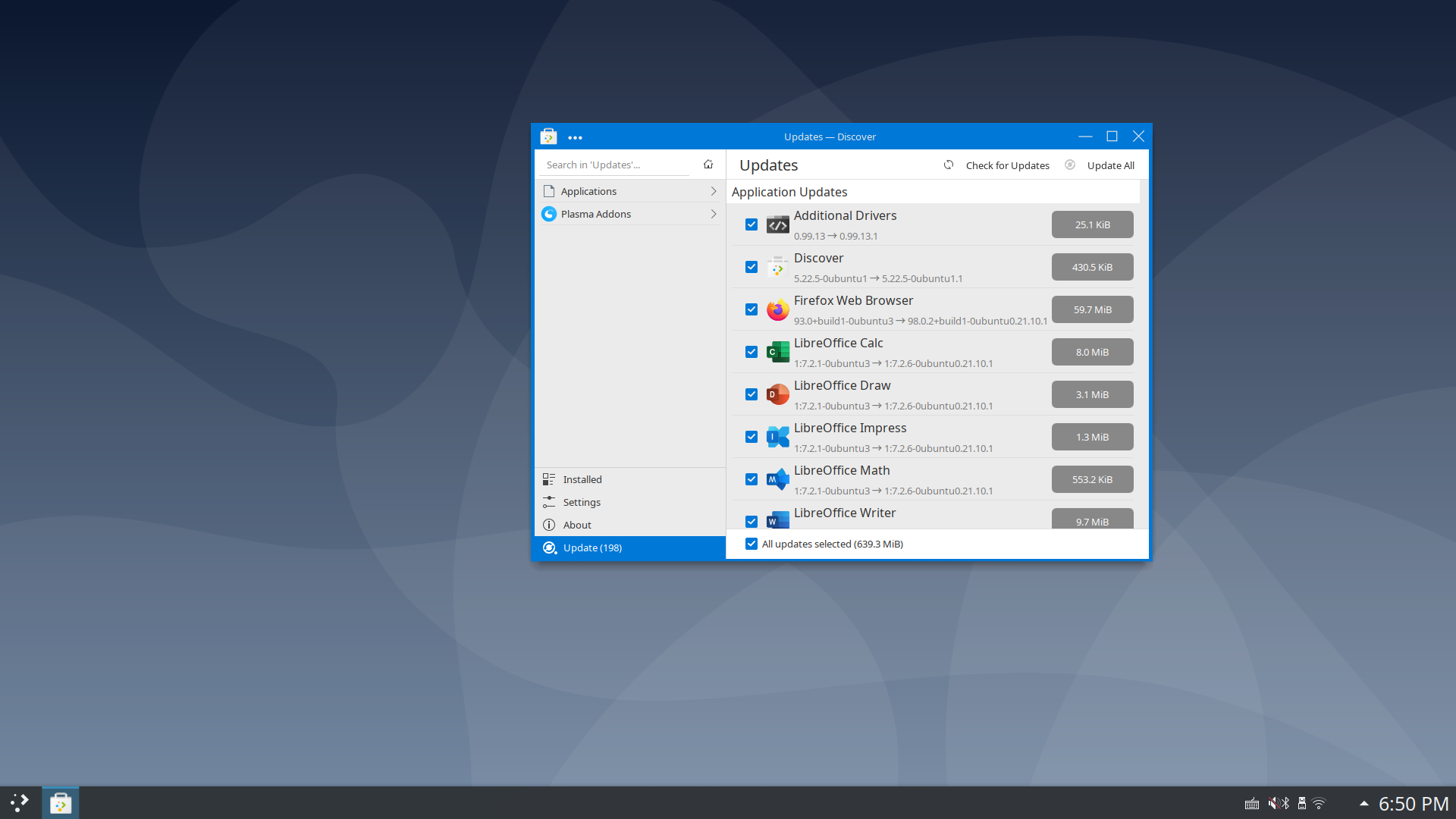 Quarkos desktop screenshot: 21.10.2 discover
