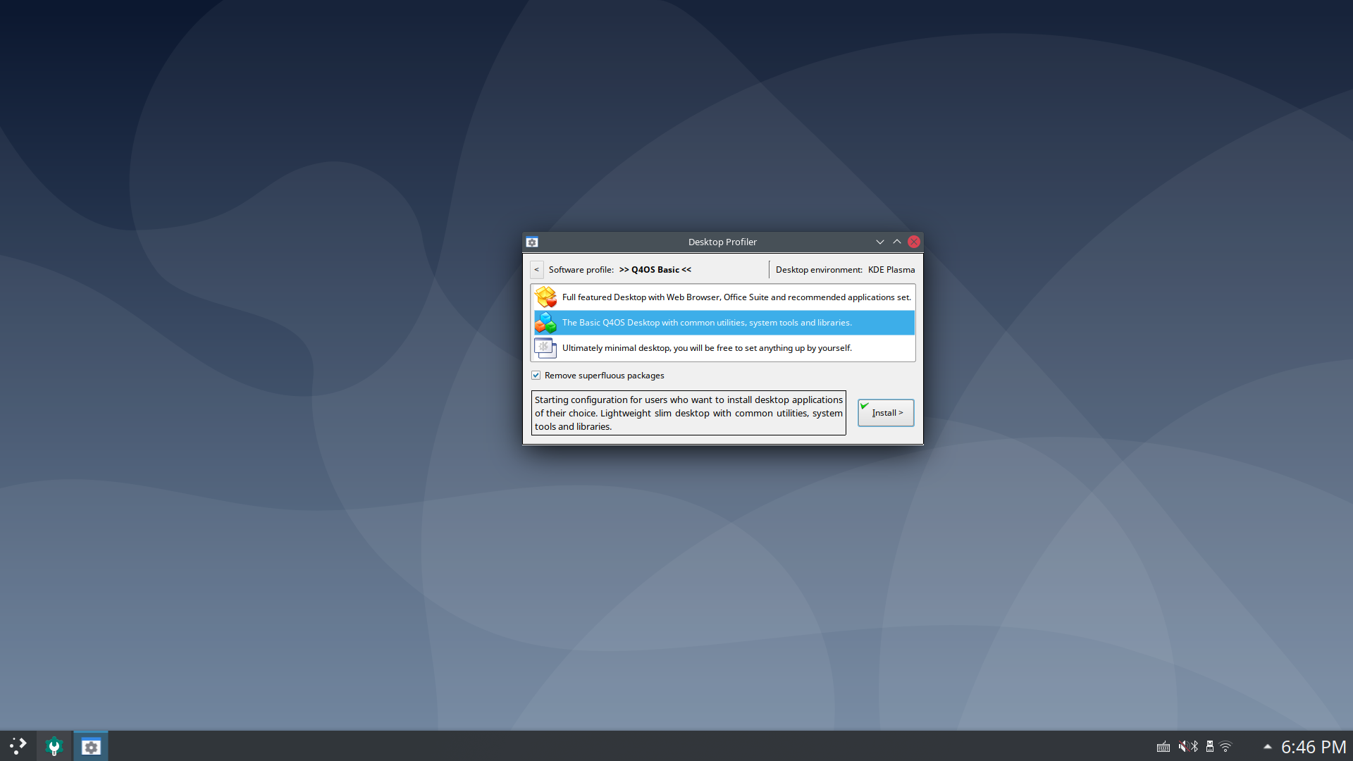 Quarkos desktop screenshot: 21.10.2 profiler