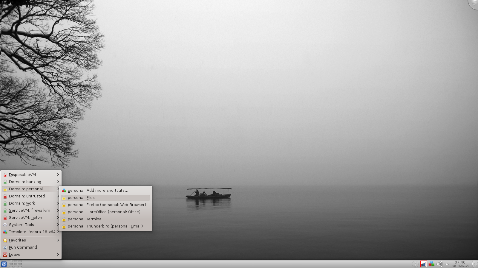 Qubes desktop screenshot: 2