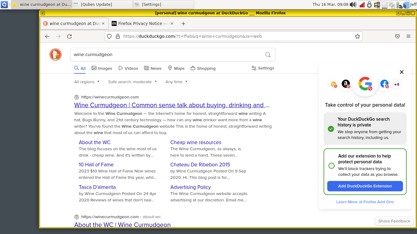 Qubes desktop screenshot: 4.1.2 firefox