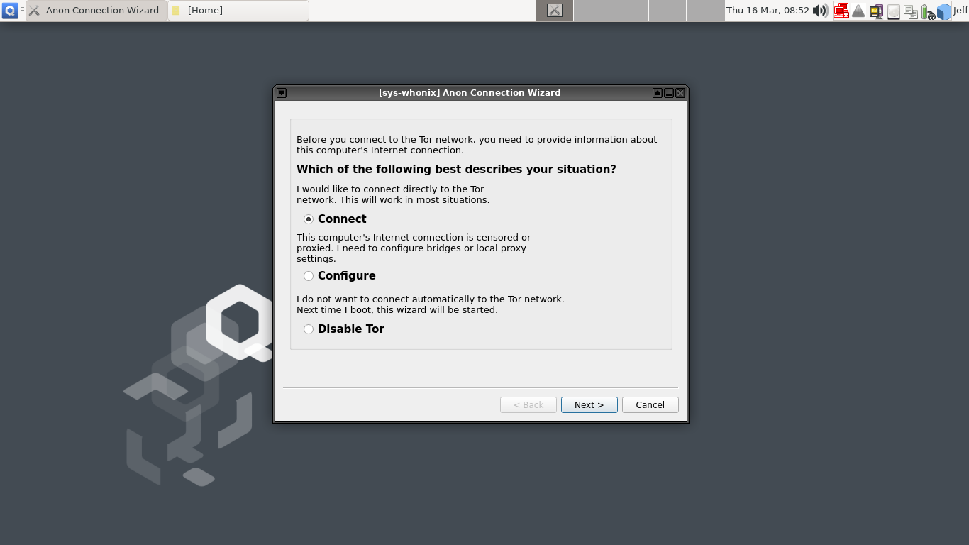 Qubes desktop screenshot: 4.1.2 internet