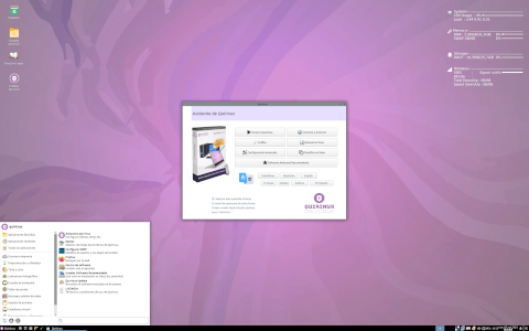 Quirinux desktop screenshot: Distribution overview