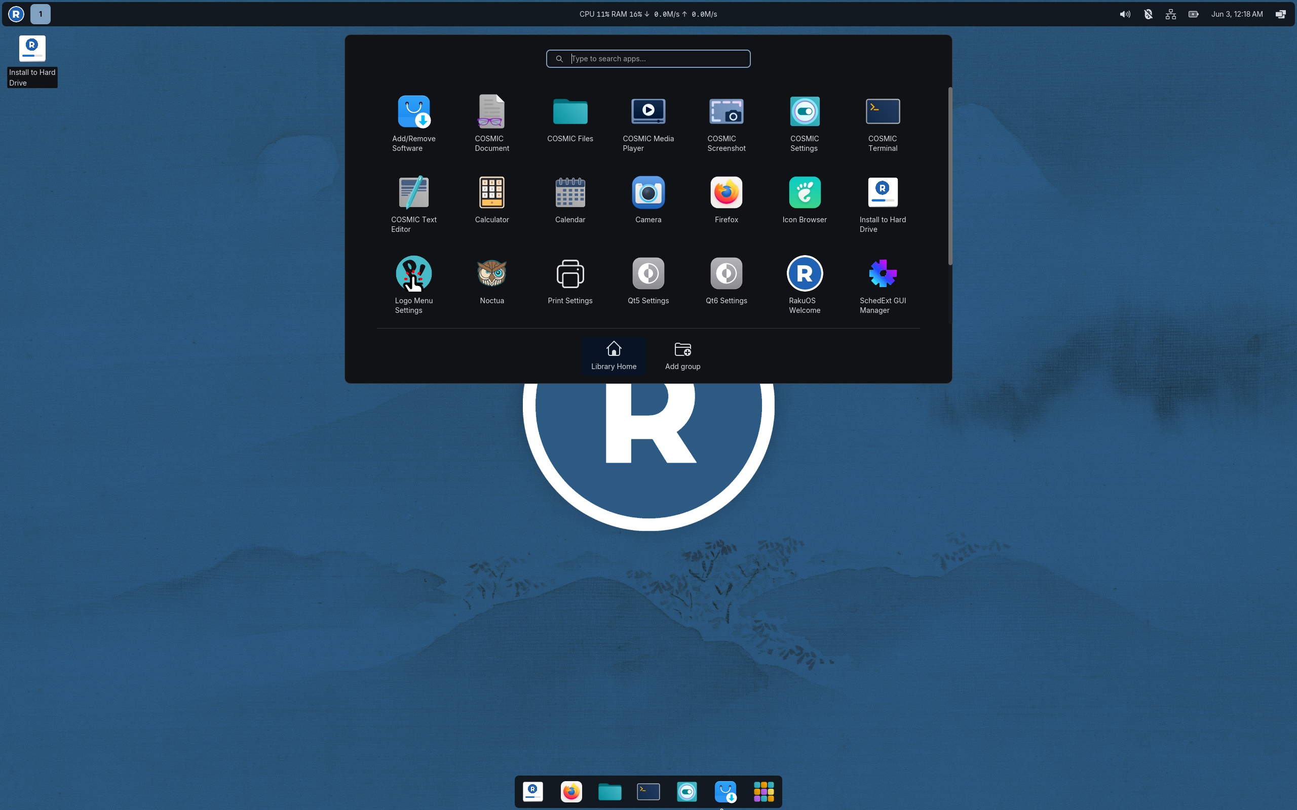 RakuOS desktop screenshot: 2026.06.02 cosmic