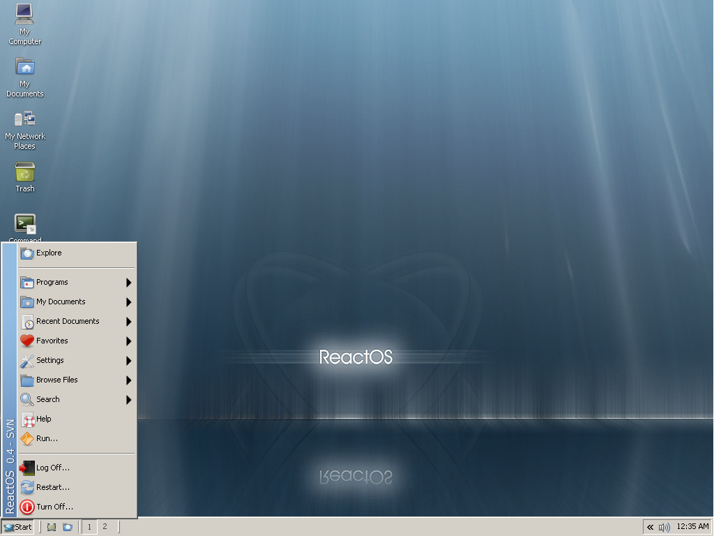 ReactOS desktop screenshot: 0.3.16