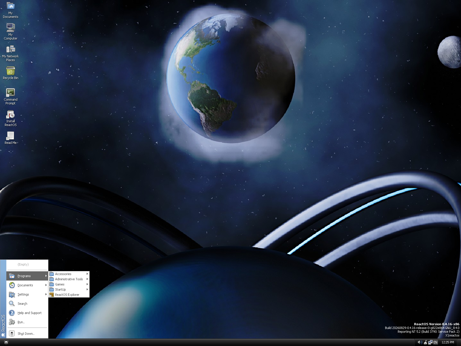 ReactOS desktop screenshot: 0.4.16
