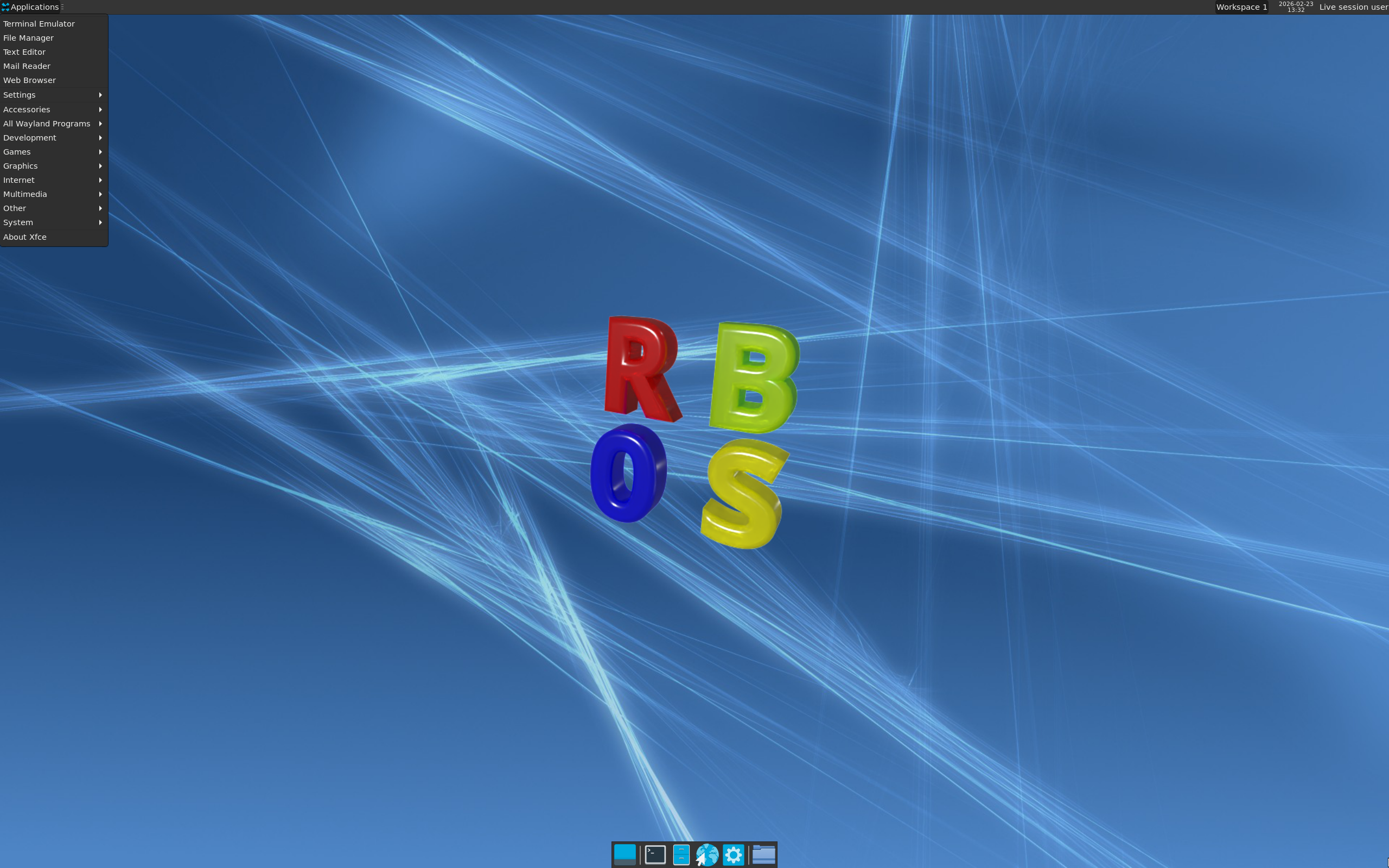 RebeccaBlackOS desktop screenshot: 2026 02 22 xfce
