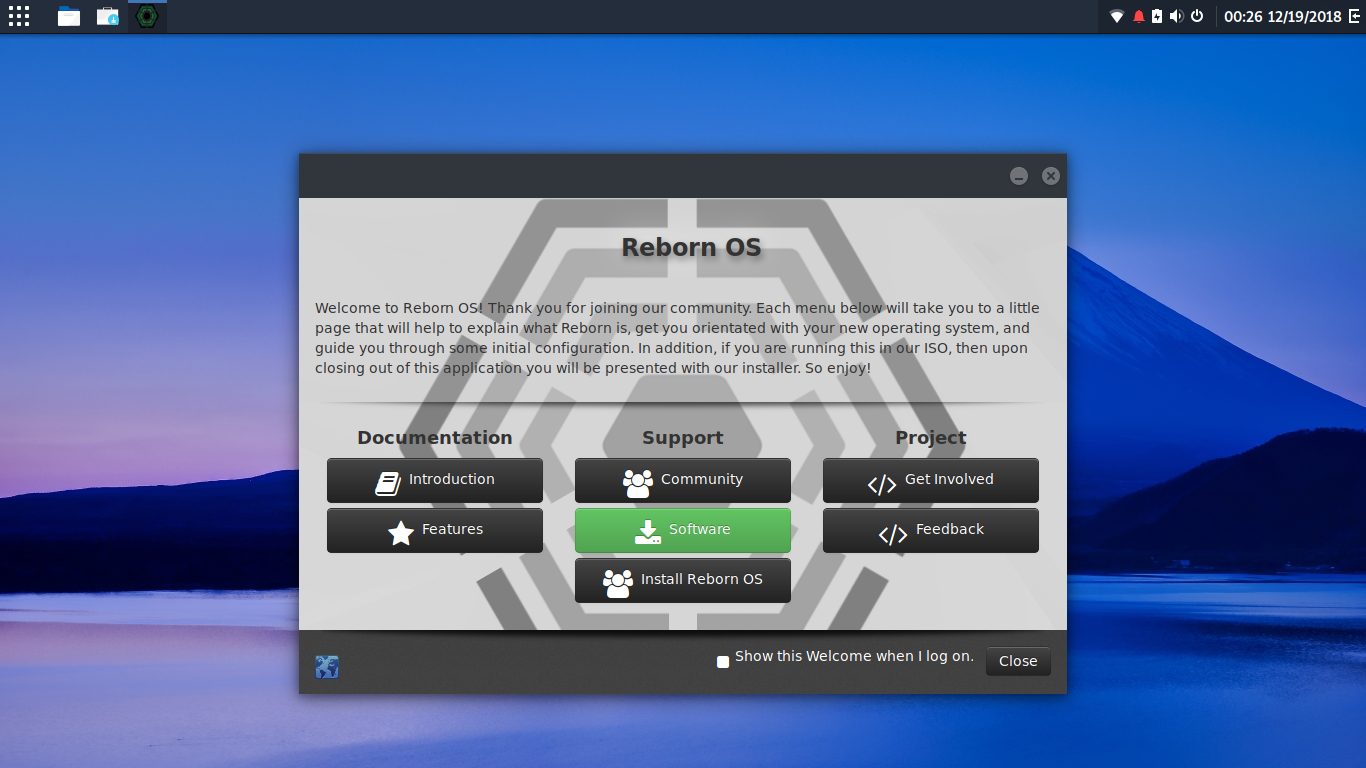 RebornOS desktop screenshot: 2018.11.28