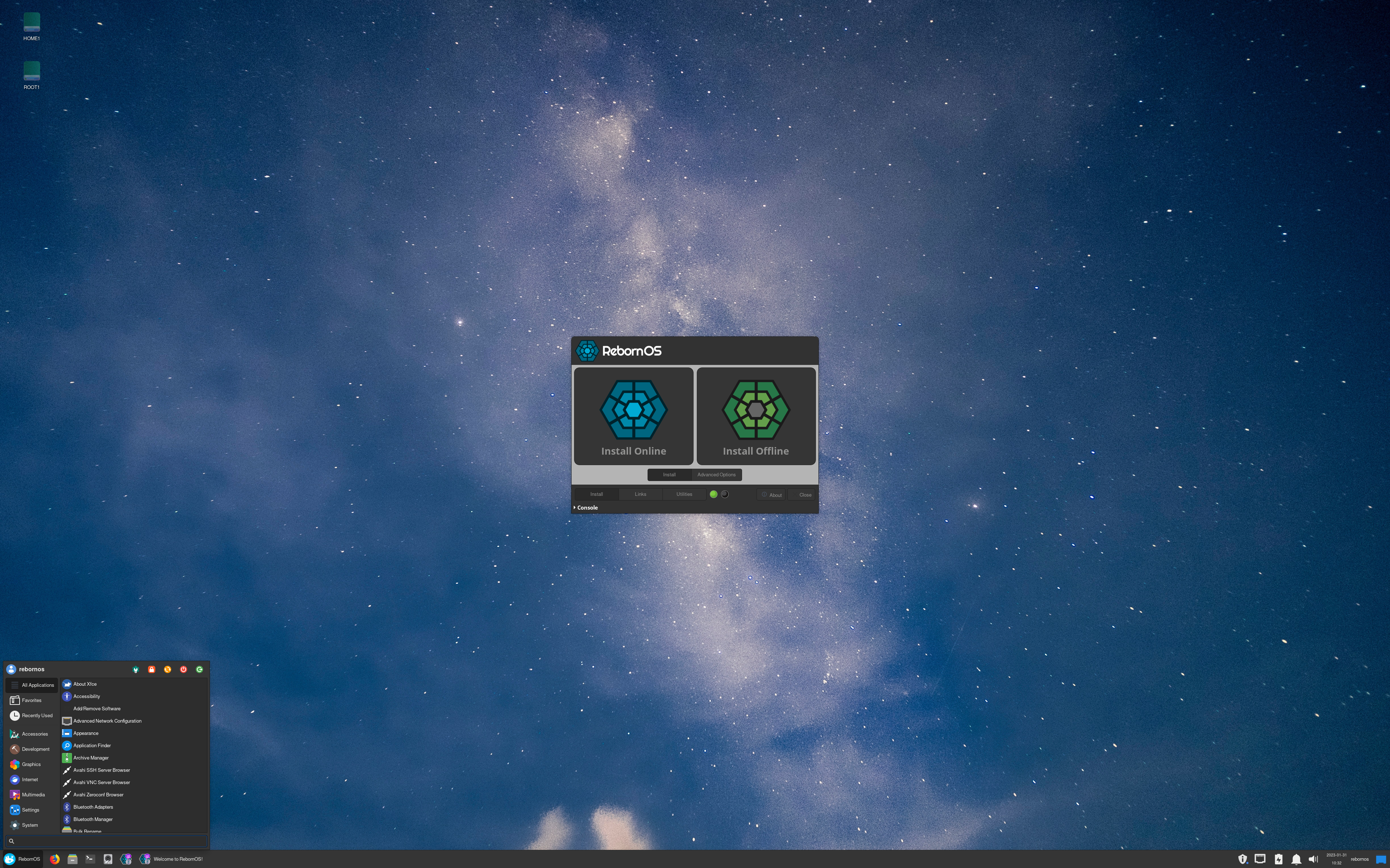 RebornOS desktop screenshot: 2023.01.20