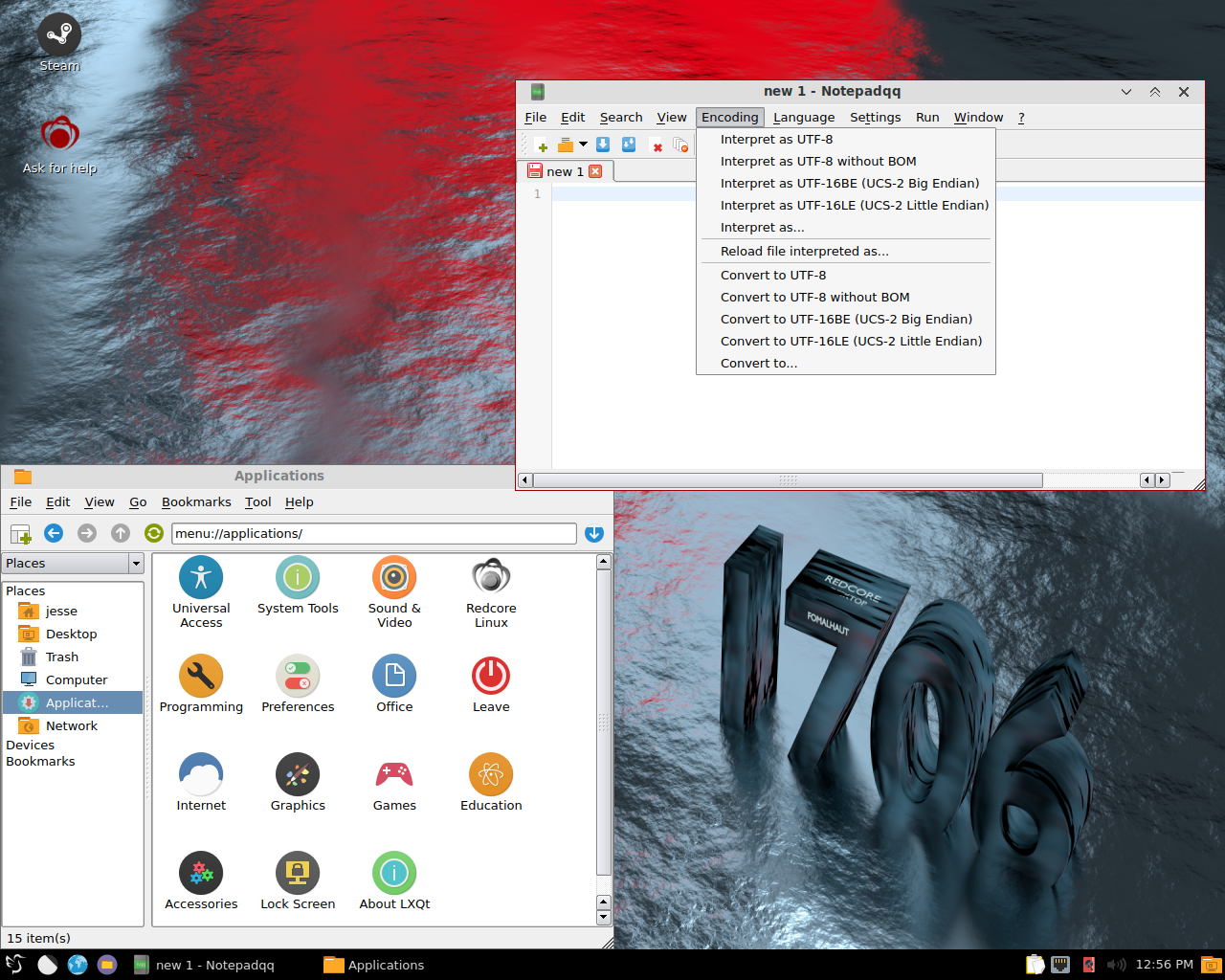 Redcore desktop screenshot: 1706 alt theme