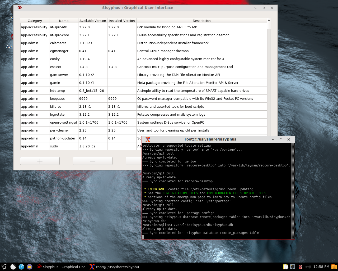 Redcore desktop screenshot: 1706 sisyphus