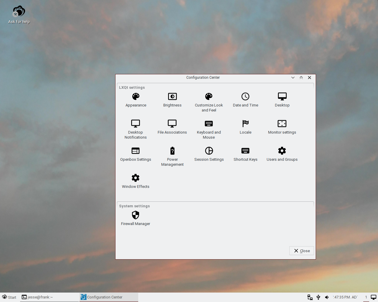 Redcore desktop screenshot: 1908 settings