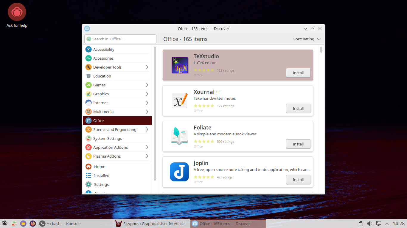 Redcore desktop screenshot: 2201 discover