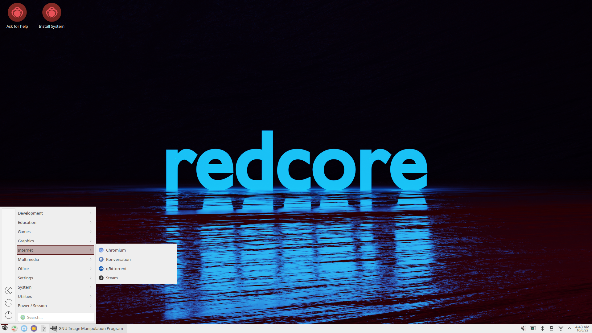 Redcore desktop screenshot: 2201
