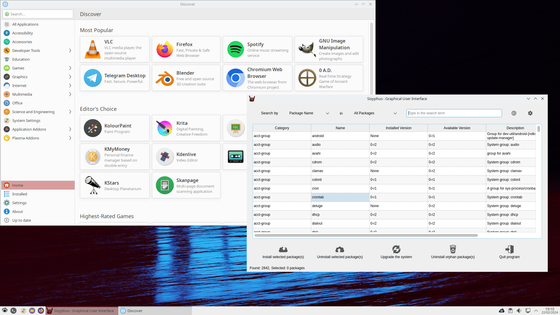 Redcore desktop screenshot: 2401 discover