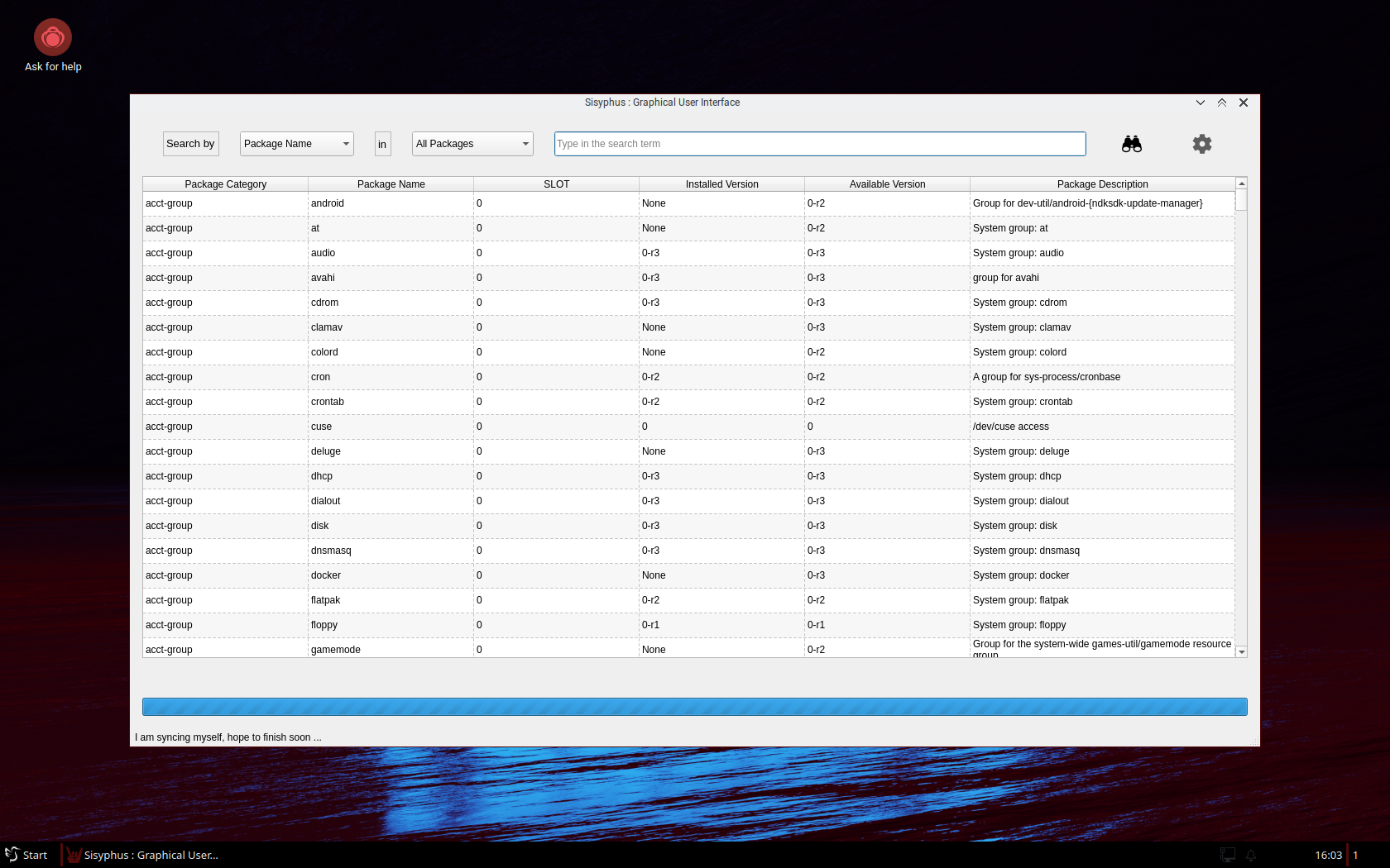 Redcore desktop screenshot: 2601 sisyphus
