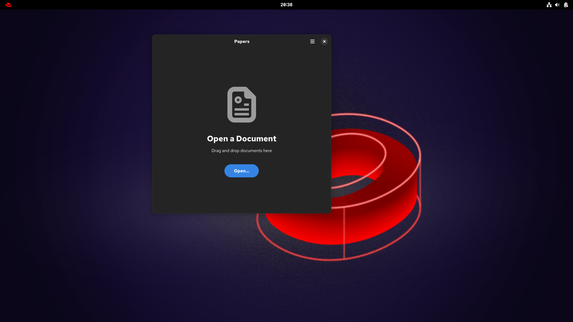 Red Hat desktop screenshot: 10.0 dark papers