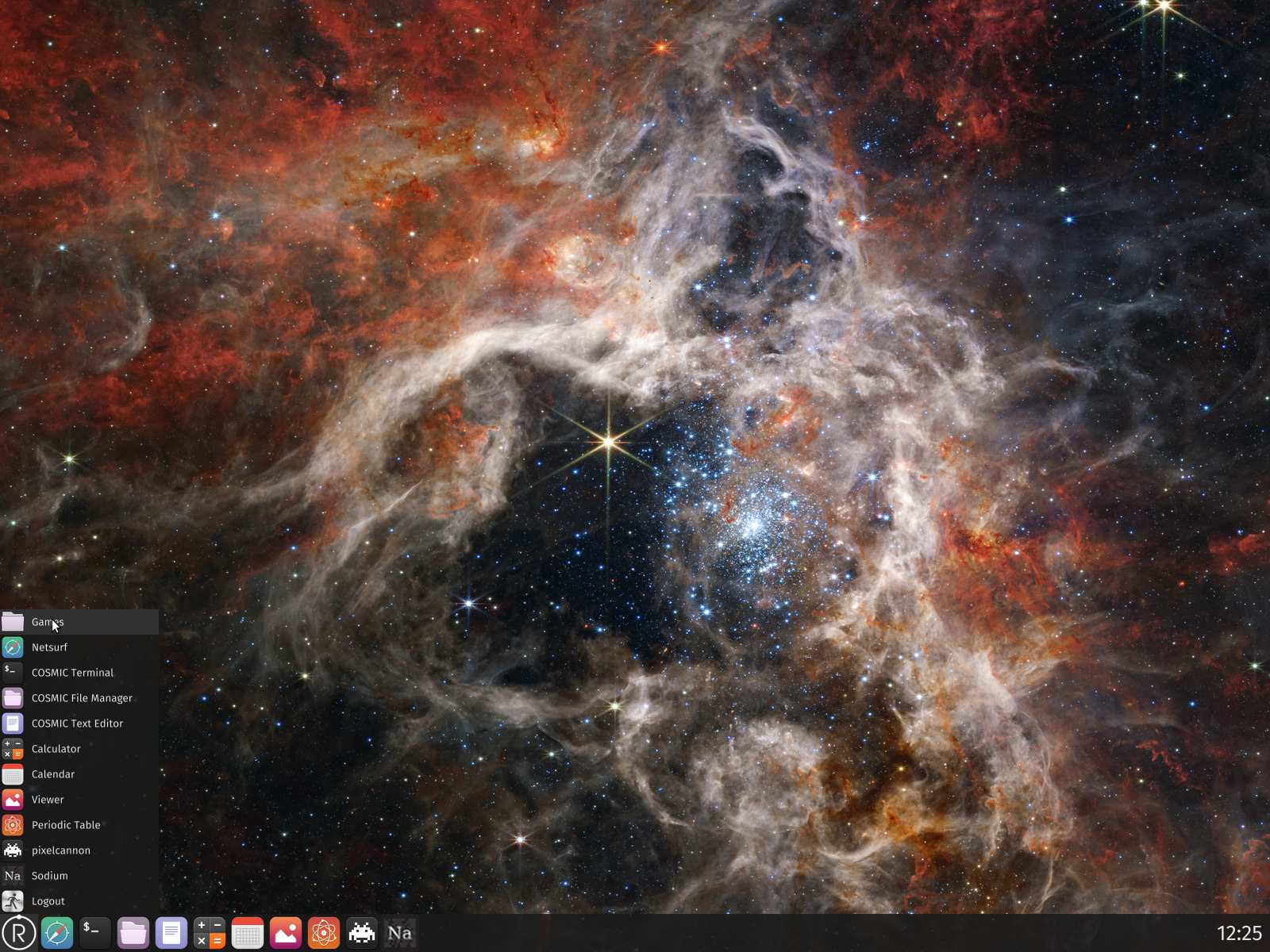 Redox desktop screenshot: 0.9.0 menu