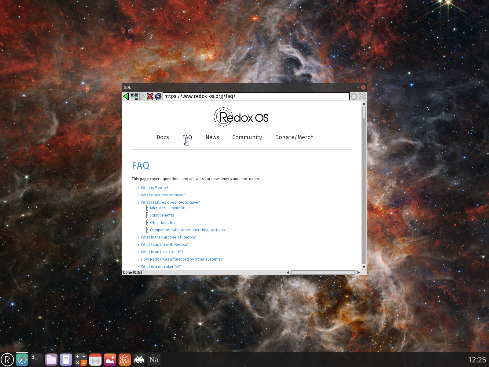 Redox desktop screenshot: 0.9.0 web