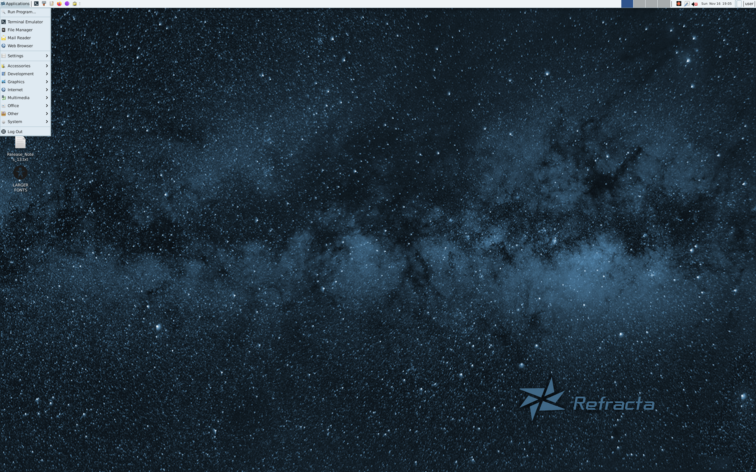 Refracta desktop screenshot: 13.1