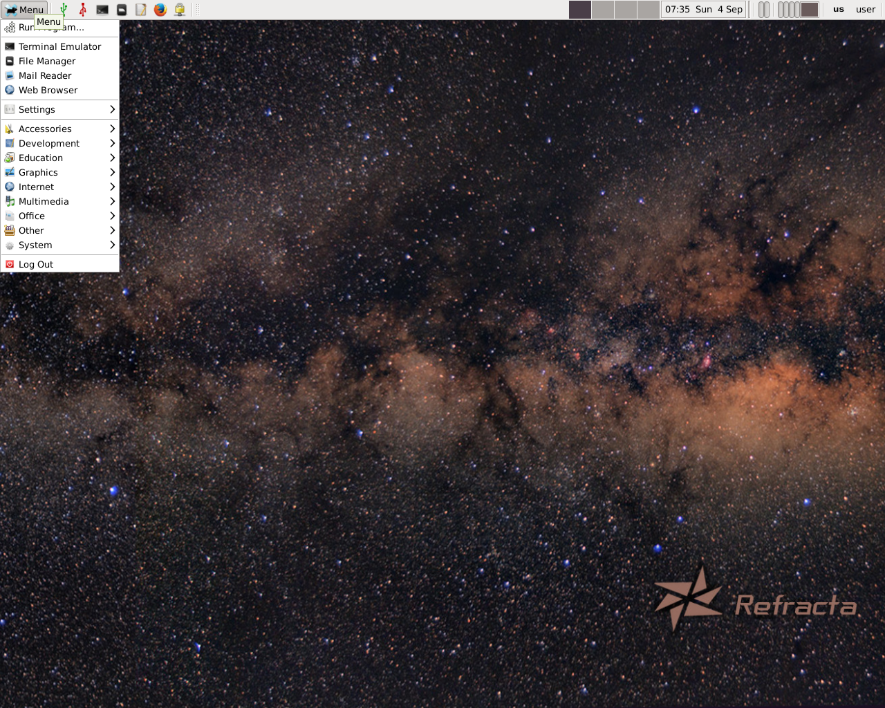 Refracta desktop screenshot: 8 beta2