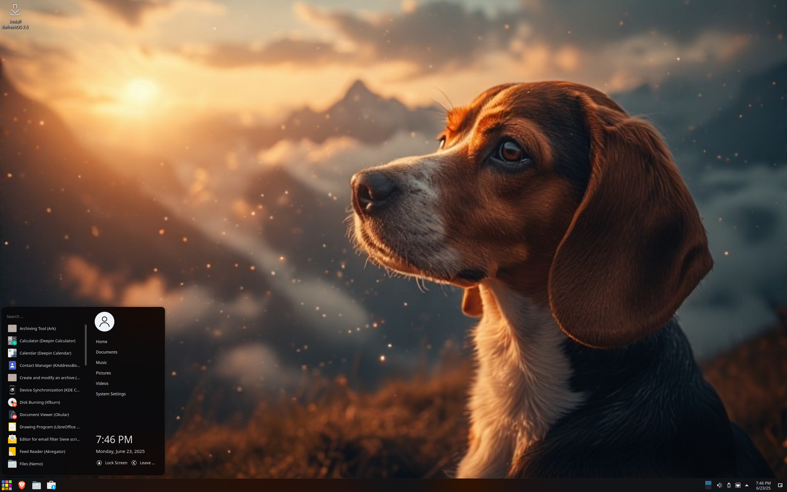 RefreshOS desktop screenshot: 2.5