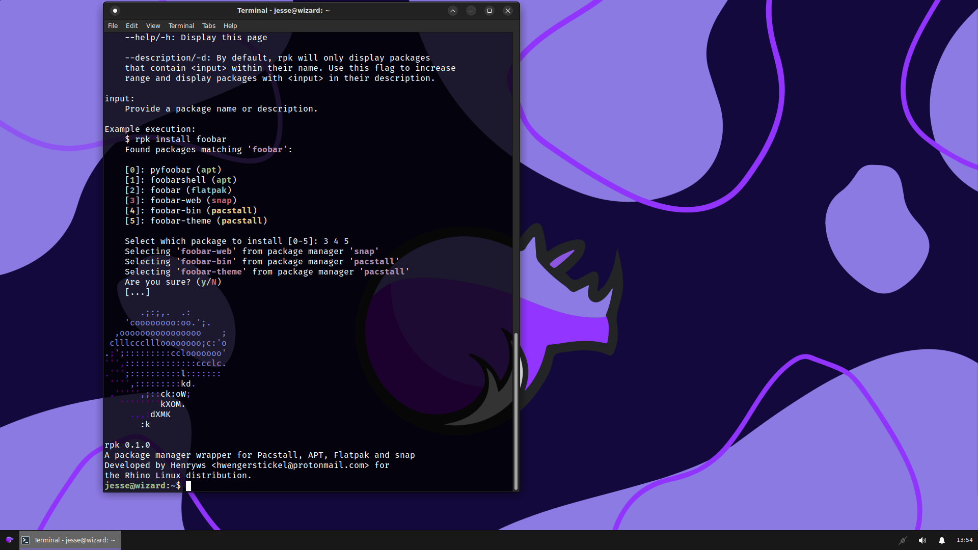 Rhino desktop screenshot: beta3 rpk