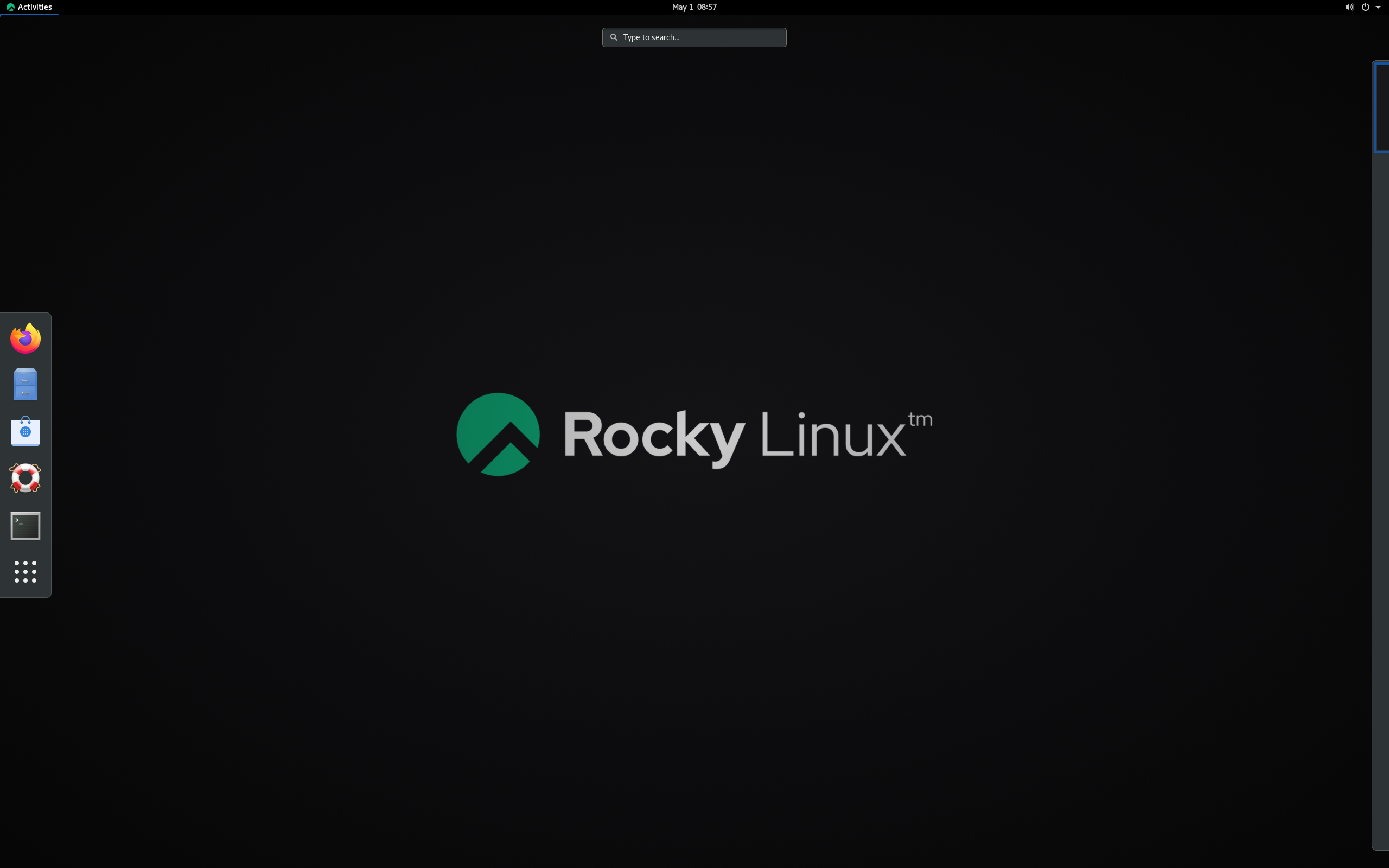 Rocky desktop screenshot: 8.3 rc1