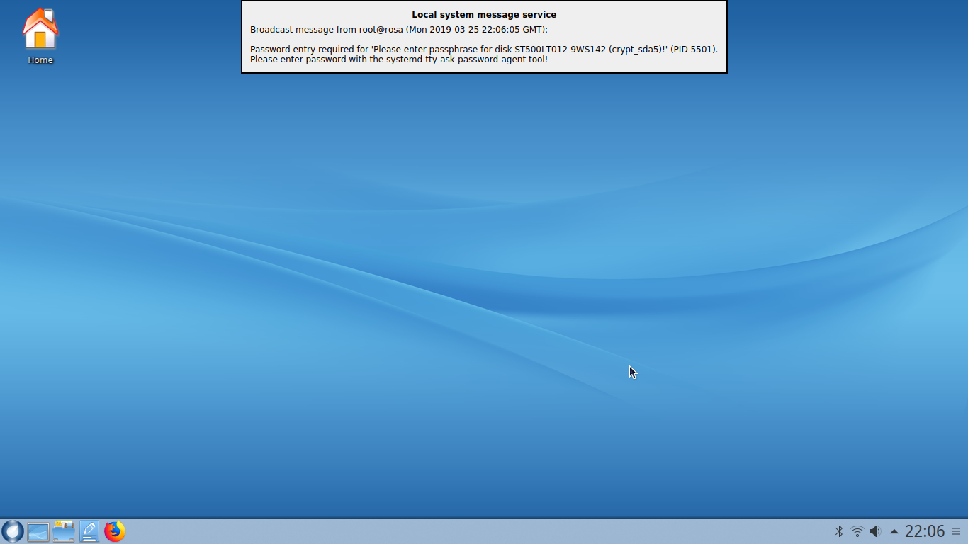 ROSA desktop screenshot: 11 first boot
